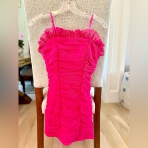 Hot pink, strapless mini dress - size 3